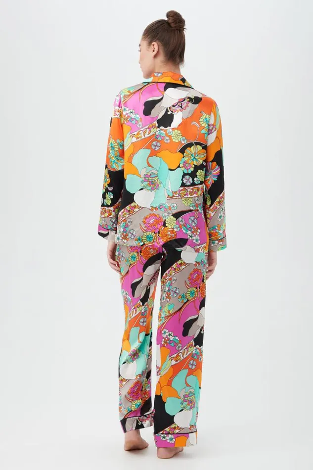 SHOP Trina Turk WOMEN039S SLEEPWEAR SKIPPER SWIRL WOMEN039S LONG SLEEVE LONG PANT SILK PJ SET