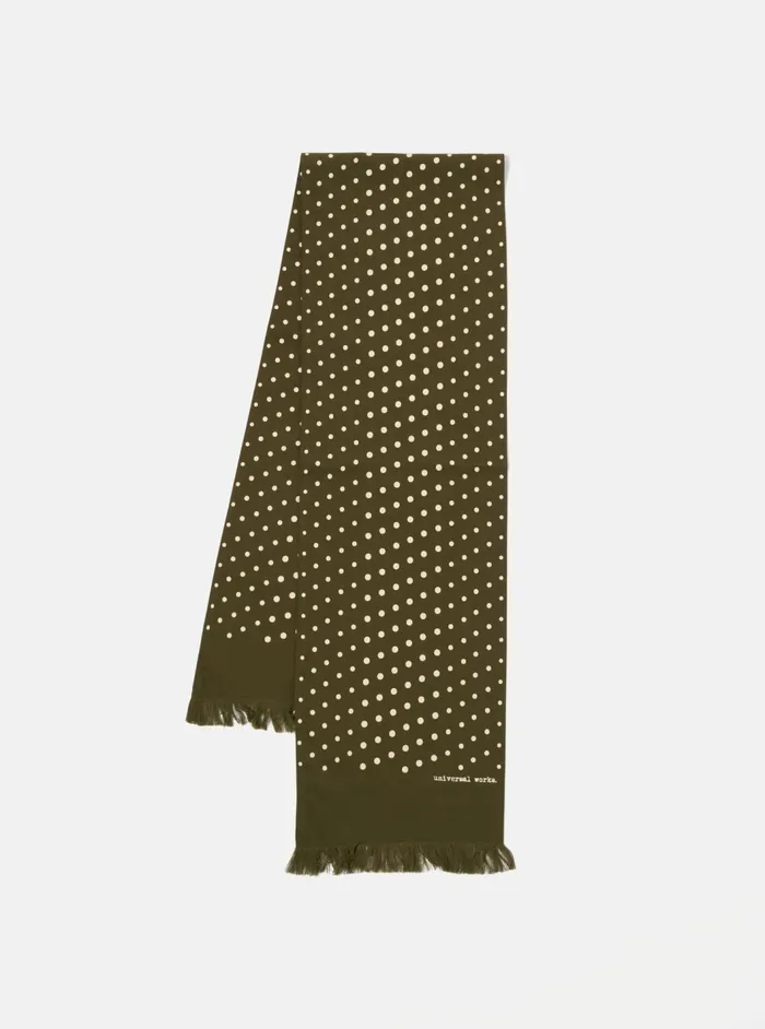 Short Scarf In Olive Dot Print Men Universal Works Scarves