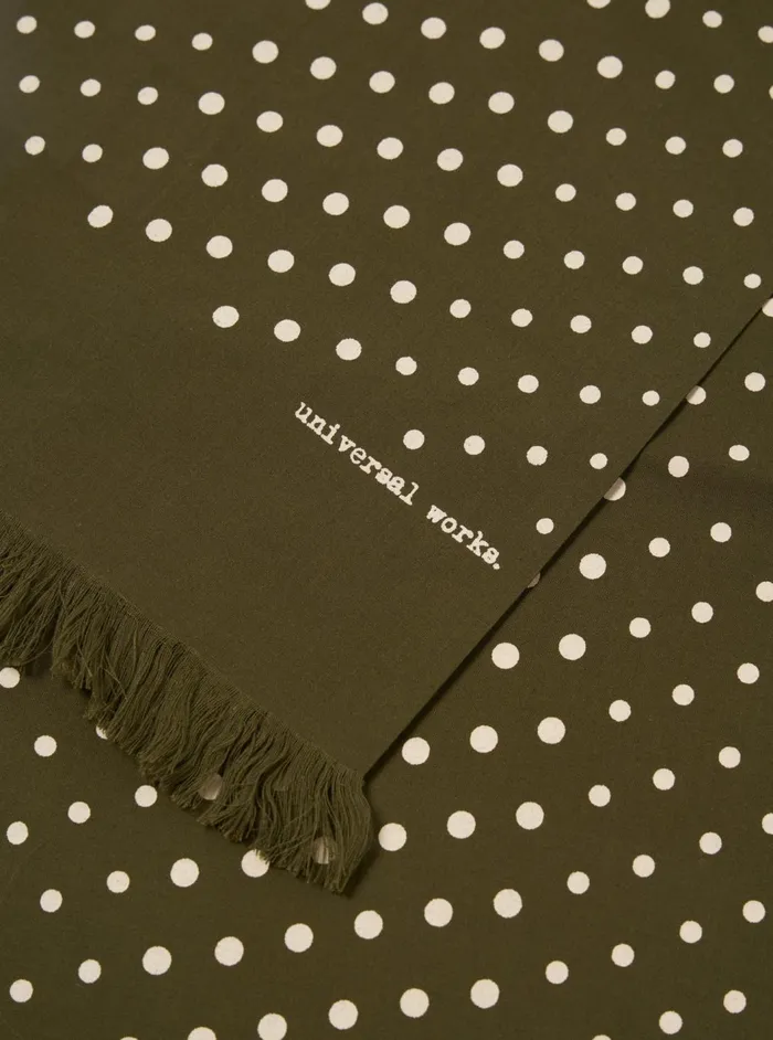 Short Scarf In Olive Dot Print Men Universal Works Scarves