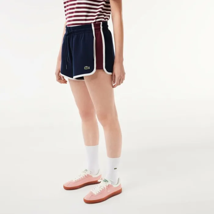Shorts and Skirts Women Lacoste Women039s Contrast Seam Piqu Shorts Navy Blue 166