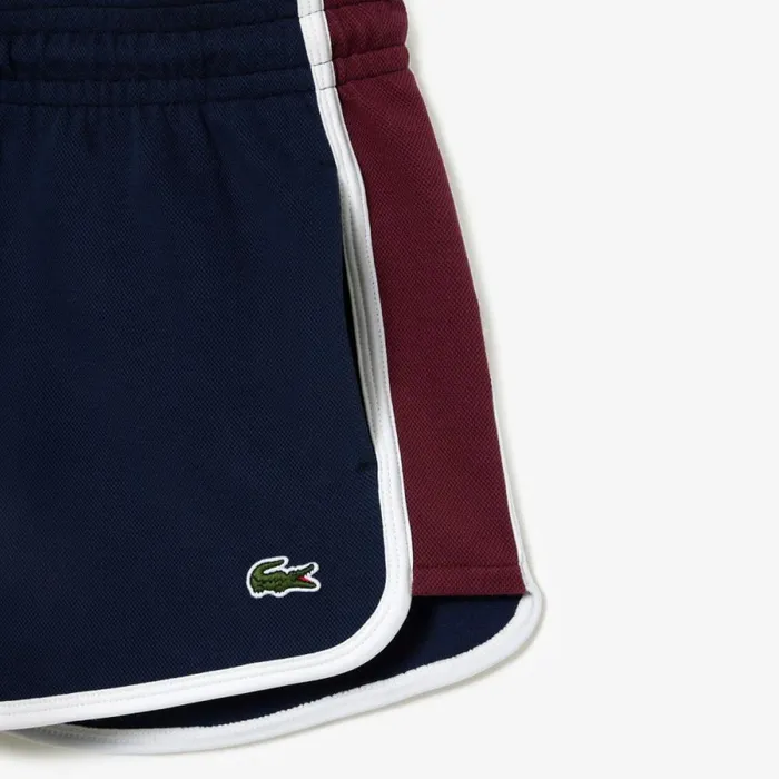 Shorts and Skirts Women Lacoste Women039s Contrast Seam Piqu Shorts Navy Blue 166