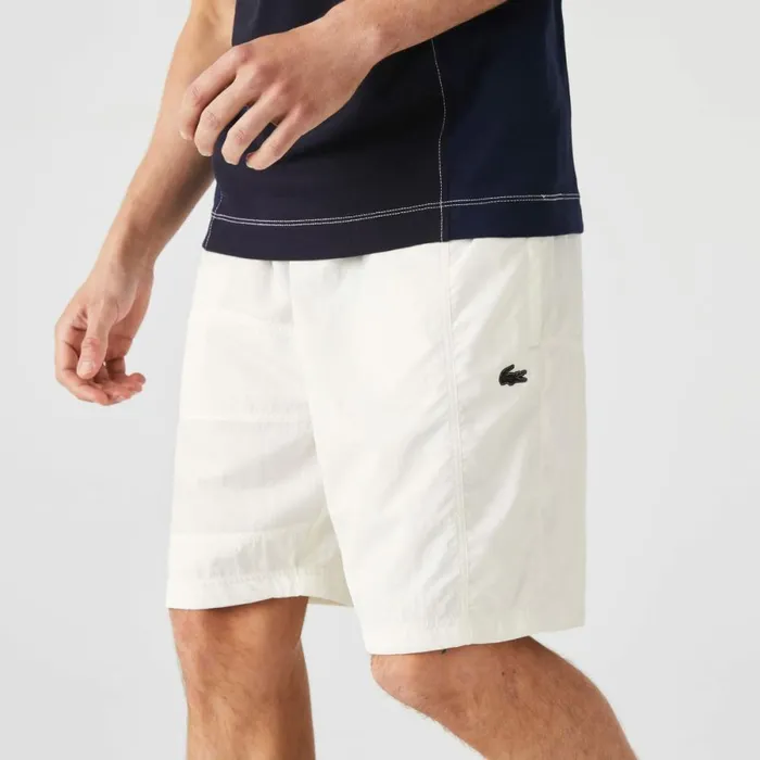 Shorts and Swim Men Lacoste Men039s Colorblock Patchwork Effect Shorts White B5l