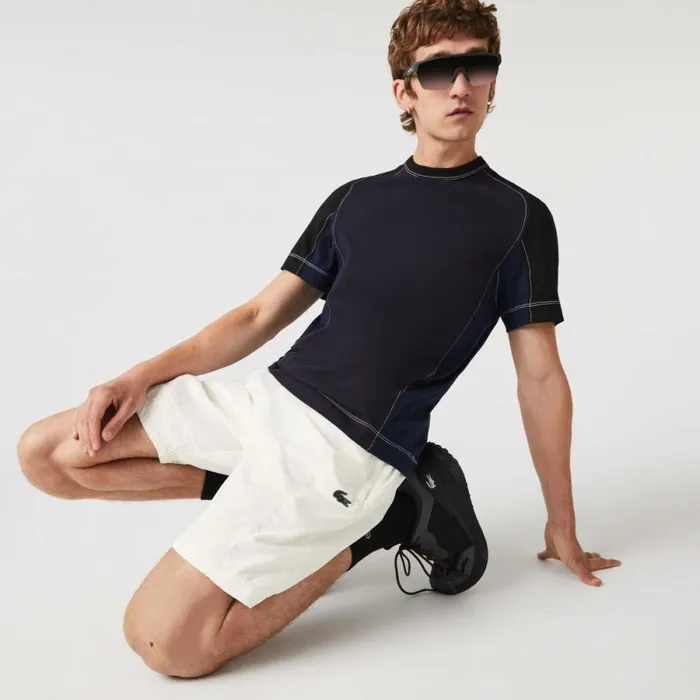 Shorts and Swim Men Lacoste Men039s Colorblock Patchwork Effect Shorts White B5l