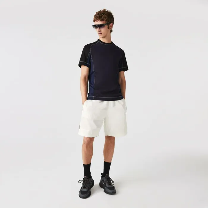 Shorts and Swim Men Lacoste Men039s Colorblock Patchwork Effect Shorts White B5l