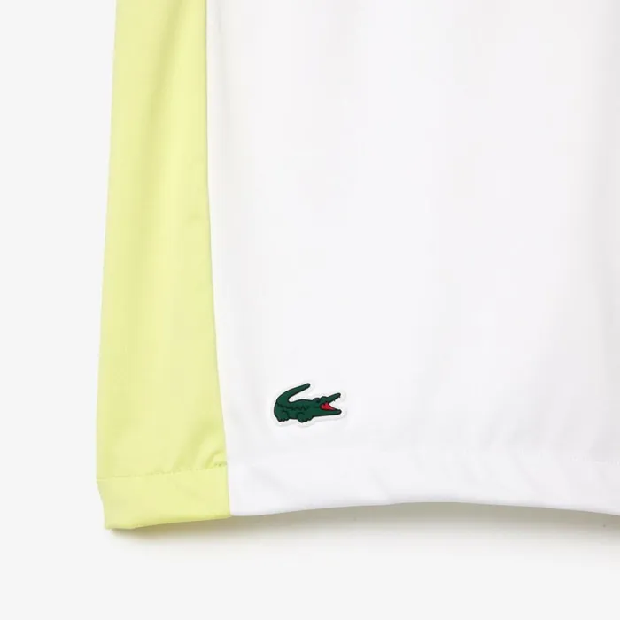 Shorts and Swim Men Lacoste Men039s Lacoste Tennis X Daniil Medvedev Regular Fit Shorts White Flashy Yellow Bordeaux Q0i