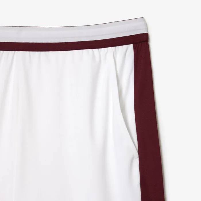 Shorts and Swim Men Lacoste Men039s Lacoste Tennis X Daniil Medvedev Regular Fit Shorts White Flashy Yellow Bordeaux Q0i