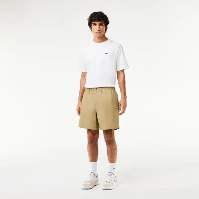 Shorts and Swim Men Lacoste Men039s Relaxed Fit Cotton Shorts Beige Cb8