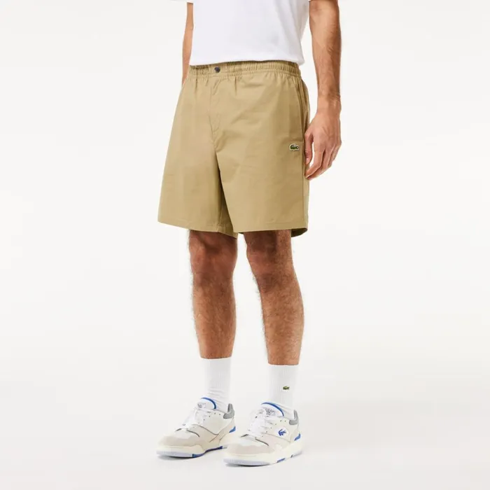 Shorts and Swim Men Lacoste Men039s Relaxed Fit Cotton Shorts Beige Cb8