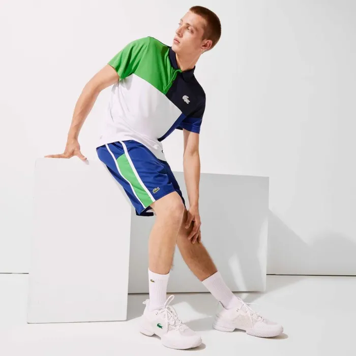 Shorts and Swim Men Lacoste Men039s Sport Colorblock Panels Lightweight Shorts Blue Green White Cl7