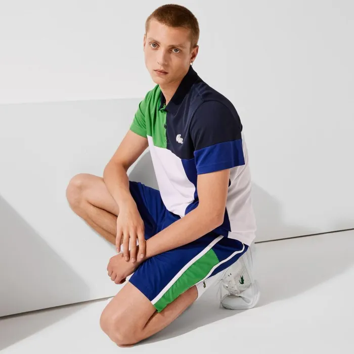 Shorts and Swim Men Lacoste Men039s Sport Colorblock Panels Lightweight Shorts Blue Green White Cl7