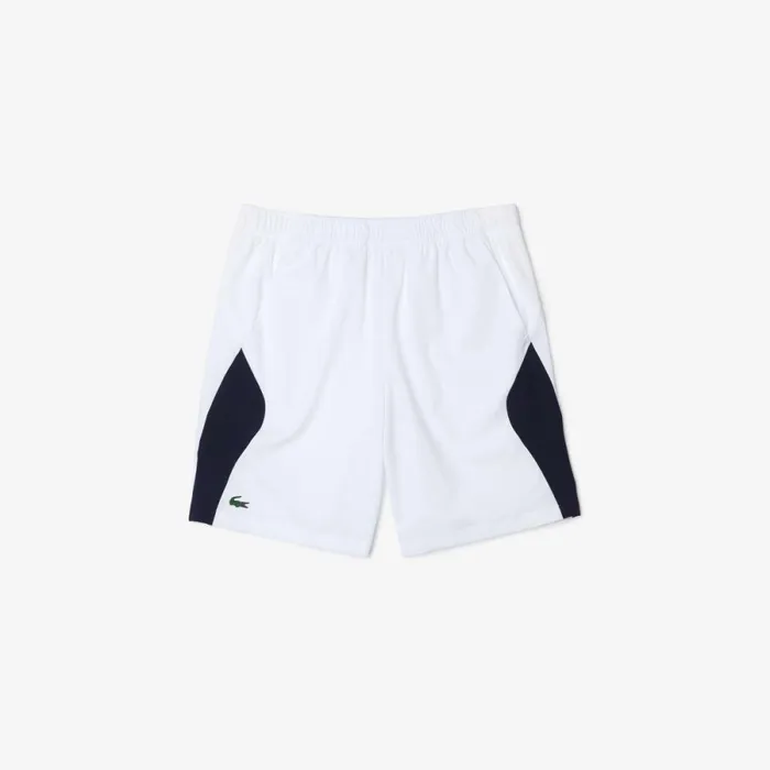 Shorts and Swim Men Lacoste Men039s SPORT Regular Fit Tennis Shorts White Navy Blue 522