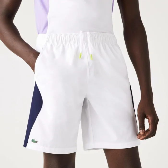 Shorts and Swim Men Lacoste Men039s SPORT Regular Fit Tennis Shorts White Navy Blue 522