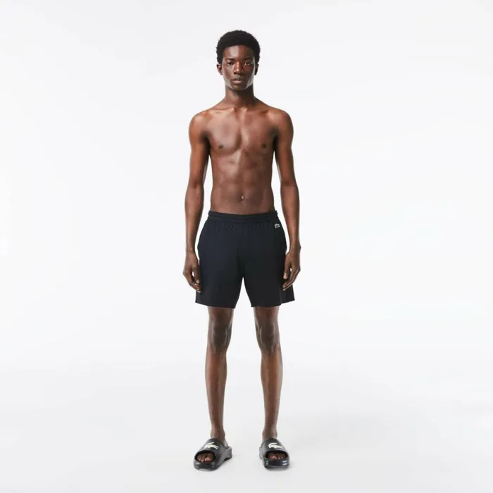 Shorts and Swim Men Lacoste Mens Colorblock Swim Trunks Black White Vxi