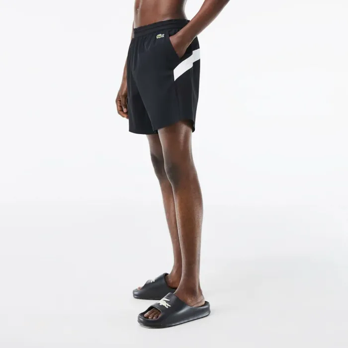 Shorts and Swim Men Lacoste Mens Colorblock Swim Trunks Black White Vxi