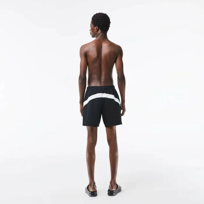 Shorts and Swim Men Lacoste Mens Colorblock Swim Trunks Black White Vxi