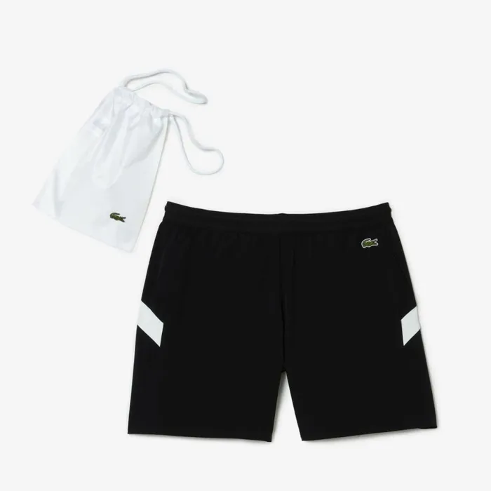 Shorts and Swim Men Lacoste Mens Colorblock Swim Trunks Black White Vxi