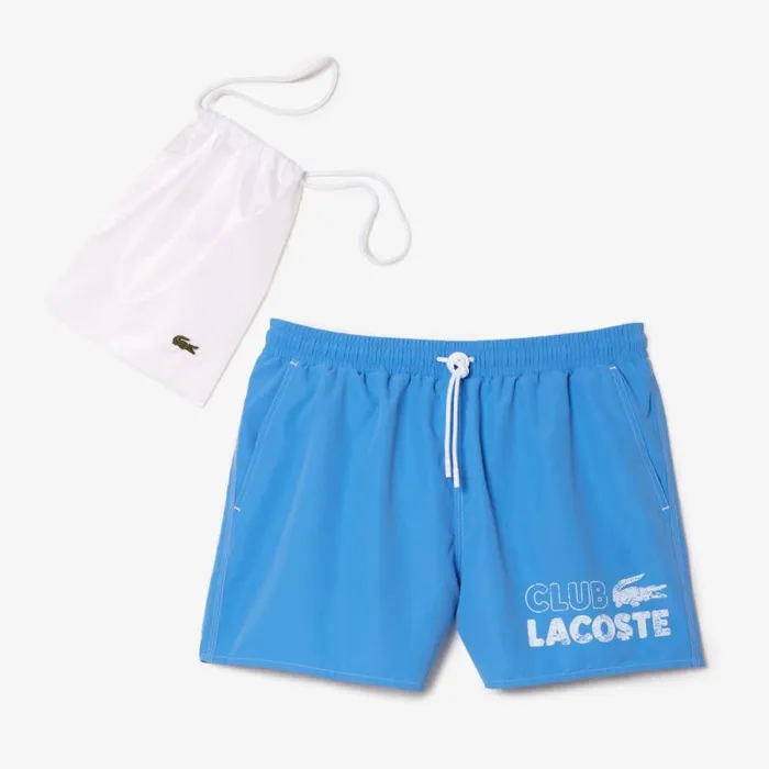 Shorts and Swim Men Lacoste Mens QuickDry Lined Swim Trunks Ethereal Blue L99
