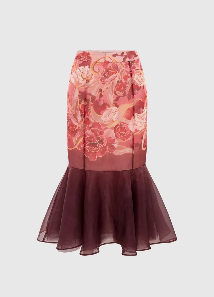 Skirts LEO LIN Women Ciara Panelled Fishtail Skirt 8211 Adorn Print in Passion