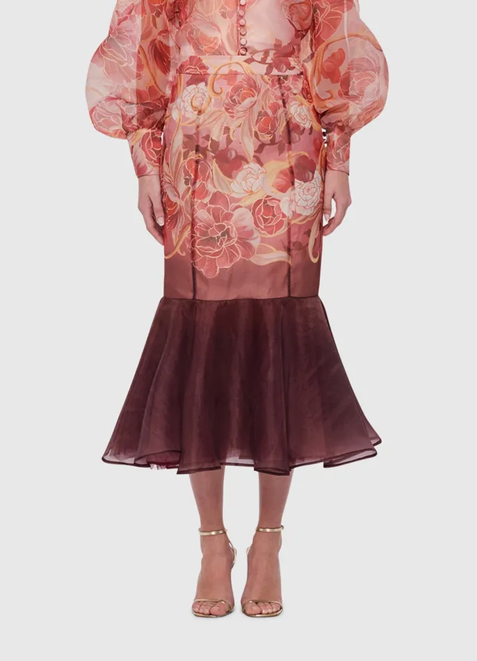 Skirts LEO LIN Women Ciara Panelled Fishtail Skirt 8211 Adorn Print in Passion