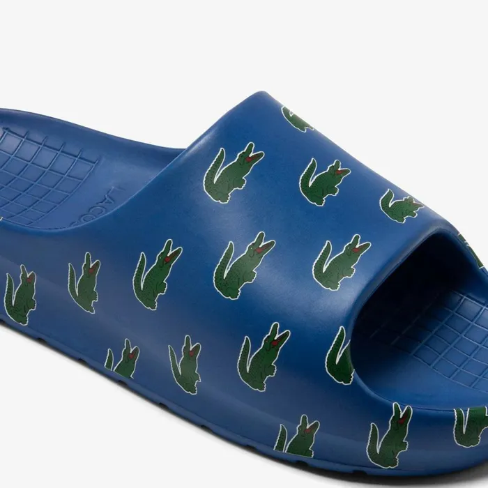 Slides Men Lacoste Mens Serve Slide 20 ColorPop Slides Dk Bludk Grn 253