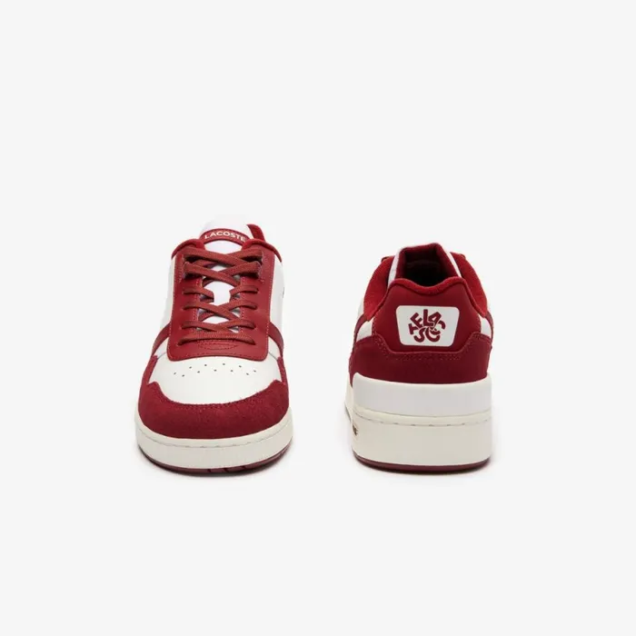 Sneakers Men Lacoste Men039s TClip Logo Tongue Leather Sneakers White Red 286