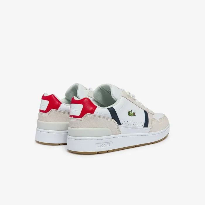 Sneakers Men Lacoste Men039s TClip Multicolor Leather and Suede Sneakers Whtnvyred 407