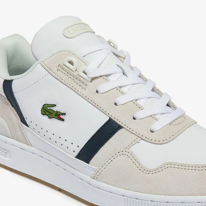Sneakers Men Lacoste Men039s TClip Multicolor Leather and Suede Sneakers Whtnvyred 407