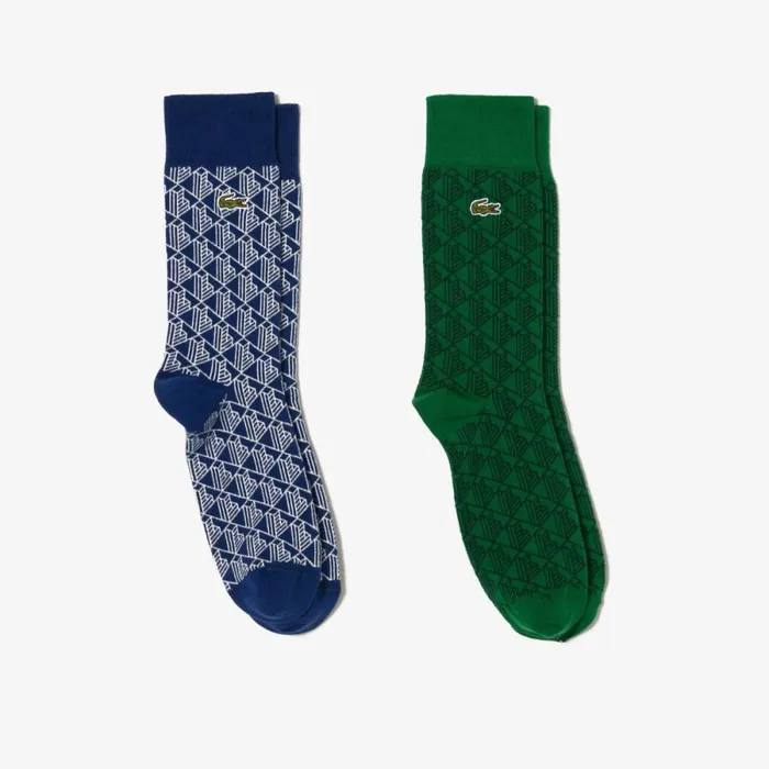 Socks MenWomen Lacoste Unisex 2Pack Monogram Jacquard Socks Green Navy Blue White Pfi Socks MenWomen Lacoste Unisex 2Pack Monogram Jacquard Socks Green Navy Blue White Pfi