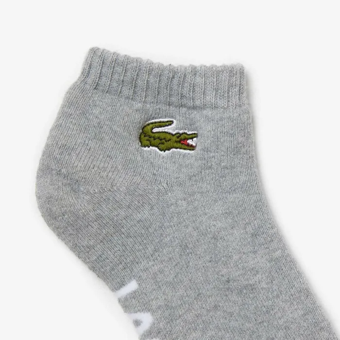 Socks MenWomen Lacoste Unisex SPORT Branded Stretch Cotton LowCut Socks Grey Chine White Mtg