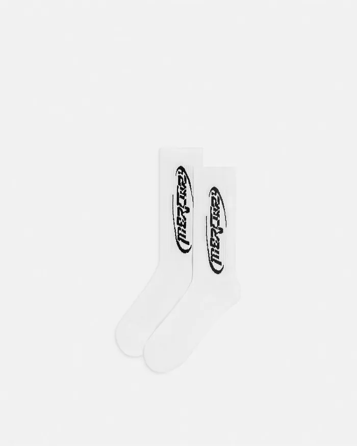 Socks WomenMen Versace Mercury Logo Socks Blackwhite