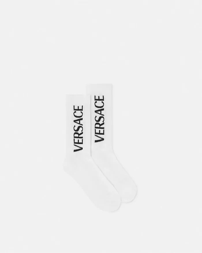 Socks WomenMen Versace Mercury Logo Socks Blackwhite