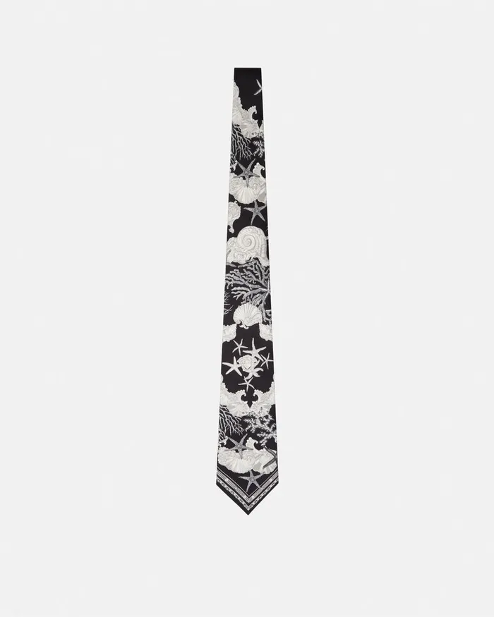 Soft Accessories Men Versace Barocco Sea Silk Tie Blackprint