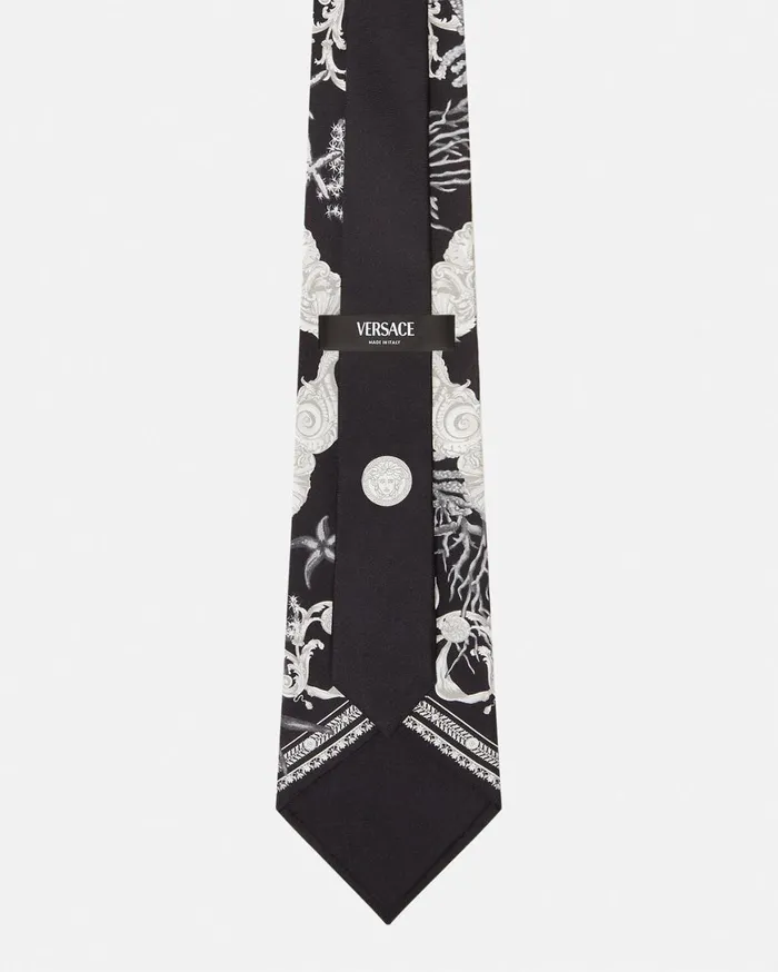 Soft Accessories Men Versace Barocco Sea Silk Tie Blackprint