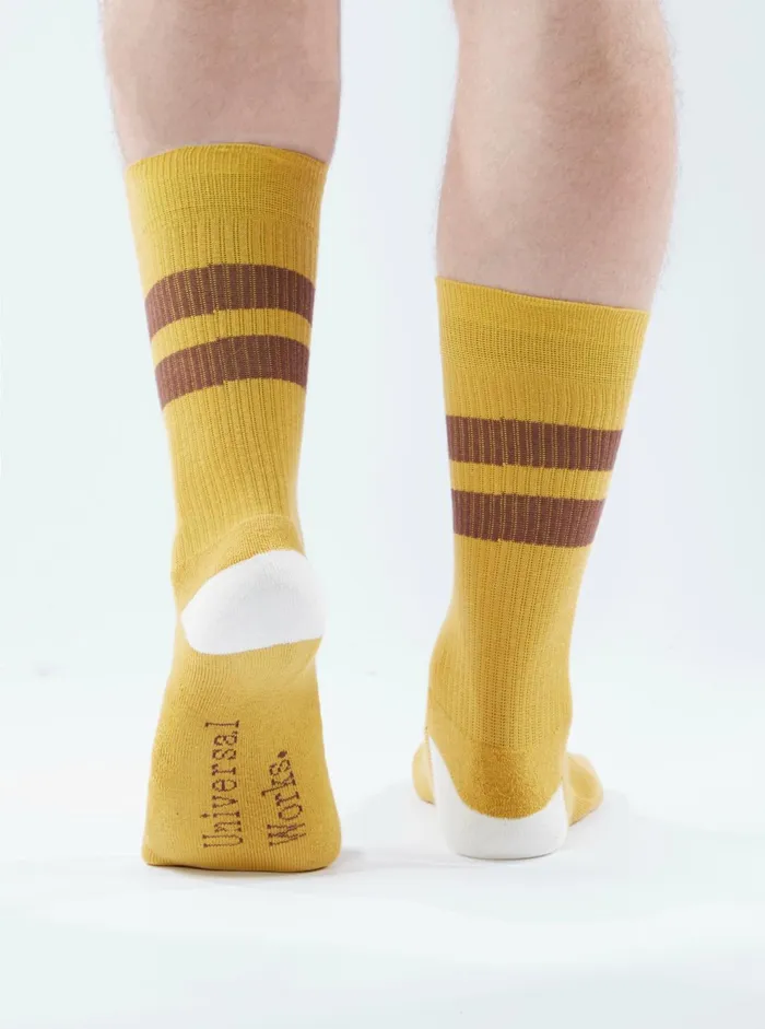 Sport Sock In YellowRaisin Cotton Rib Men Universal Works Socks Sport Sock In YellowRaisin Cotton Rib Men Universal Works Socks