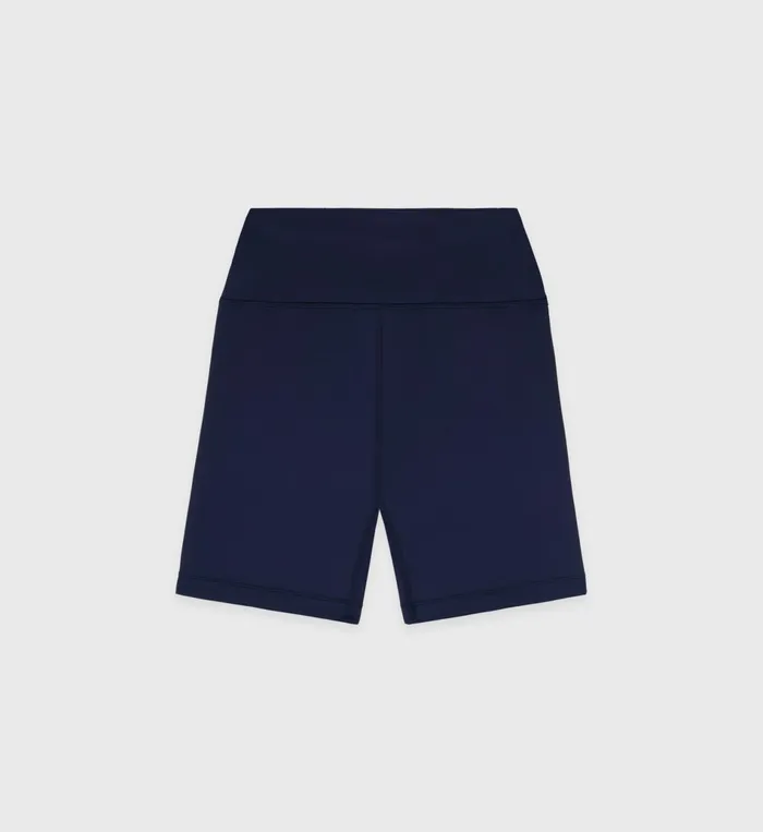 Sporty and Rich Activewear Women Serif Logo Biker Short 8211 NavyWhite