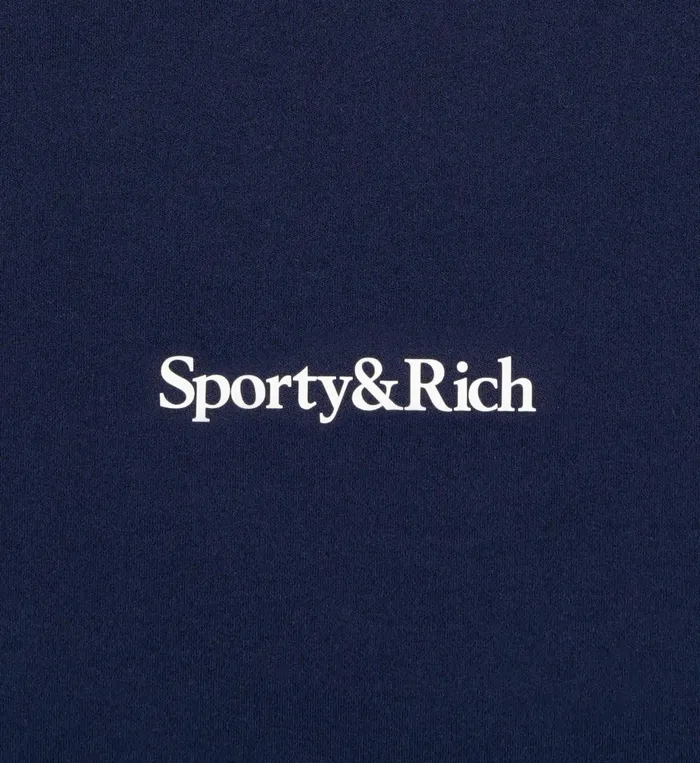 Sporty and Rich Activewear Women Serif Logo Biker Short 8211 NavyWhite