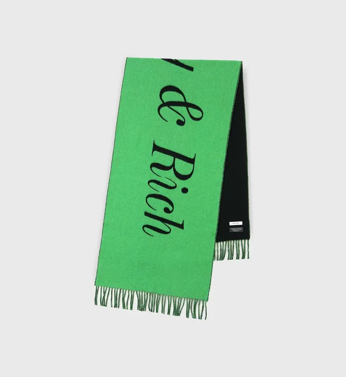 Sporty and Rich Beanies and Scarves Women Classic Logo Scarf 8211 BlackKelly Green