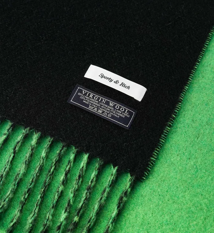 Sporty and Rich Beanies and Scarves Women Classic Logo Scarf 8211 BlackKelly Green