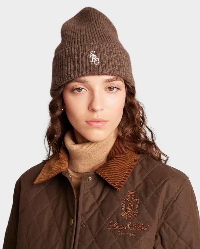 Sporty and Rich Beanies and Scarves Women SRC Wool Beanie 8211 Chocolate