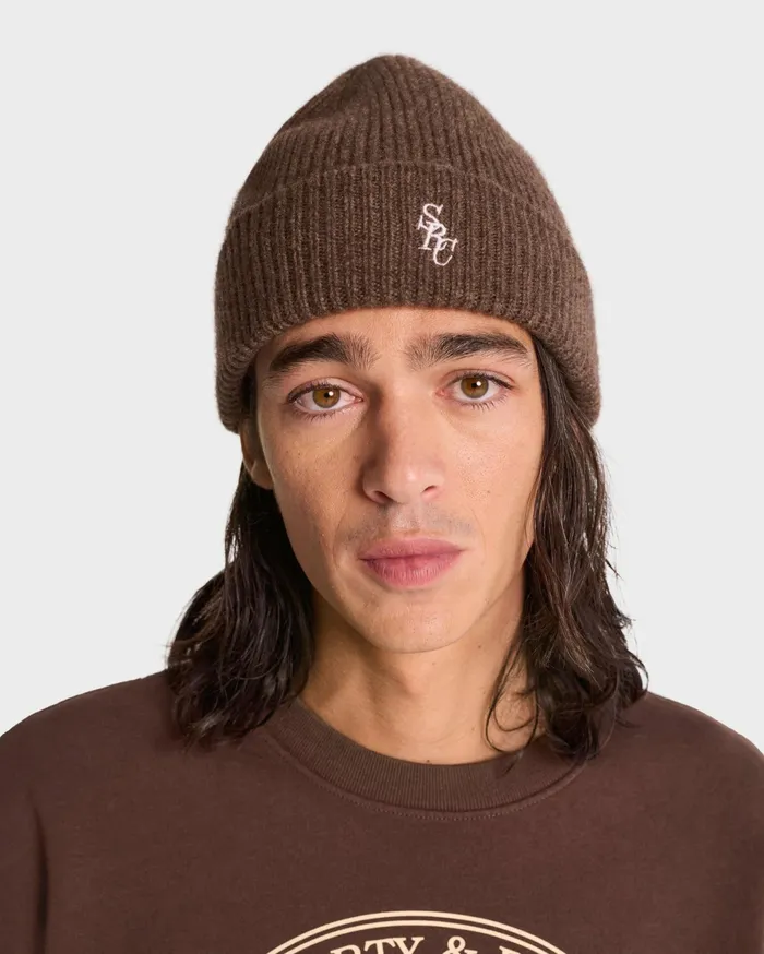 Sporty and Rich Beanies and Scarves Women SRC Wool Beanie 8211 Chocolate