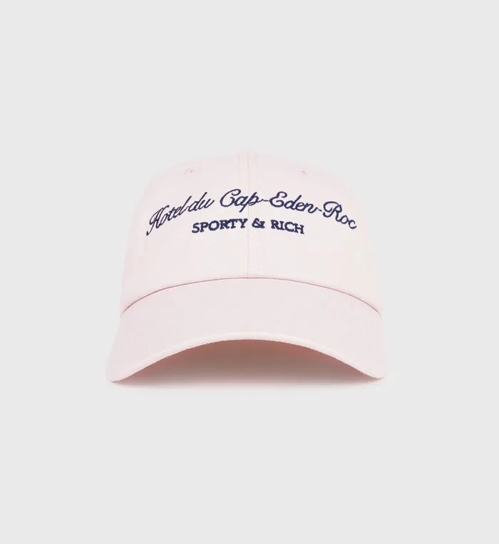 Sporty and Rich Hats Women Hotel Du Cap Cursive Hat 8211 Eden PinkNavy