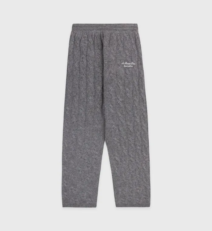 Sporty and Rich Knitwear Women Faubourg Cableknit Wool Cashmere Pants 8211 Dark GrayWhite Sporty and Rich Knitwear Women Faubourg Cableknit Wool Cashmere Pants 8211 Dark GrayWhite