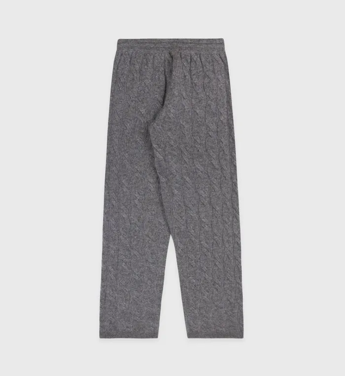 Sporty and Rich Knitwear Women Faubourg Cableknit Wool Cashmere Pants 8211 Dark GrayWhite