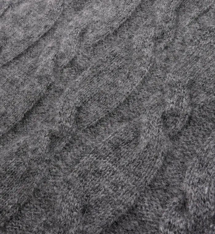 Sporty and Rich Knitwear Women Faubourg Cableknit Wool Cashmere Pants 8211 Dark GrayWhite