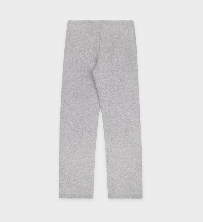Sporty and Rich Knitwear Women Vendome Script Cashmere Trousers 8211 Heather GrayWhite