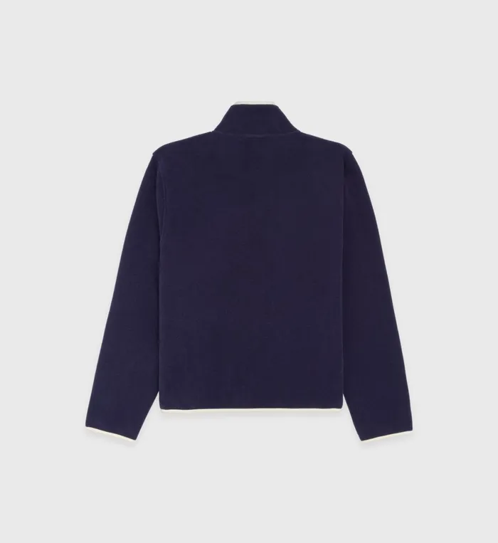Sporty and Rich Polar Fleece And Sherpa Women Buttoned Polar Sweatshirt 8211 NavyCream