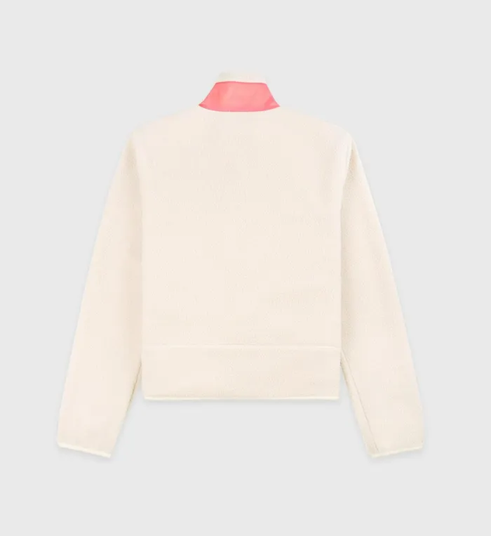 Sporty and Rich Polar Fleece And Sherpa Women Zipped Sherpa Jacket 8211 CreamDahlia