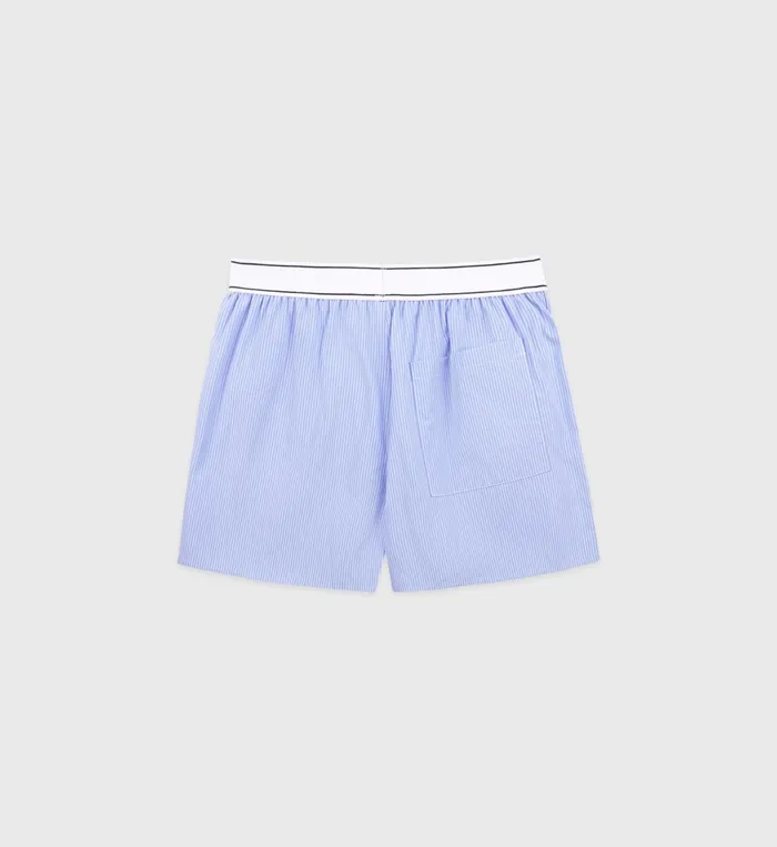 Sporty and Rich Shirting Women Serif Logo Boxer Short 8211 BlueWhite Striped