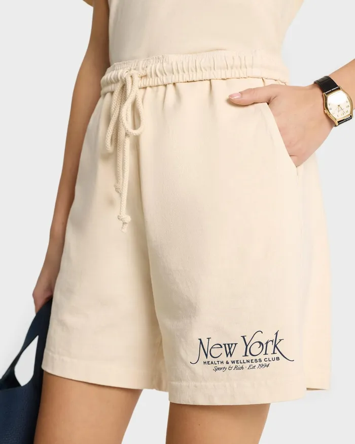 Sporty and Rich Shorts Men NY 94 Gym Short 8211 CreamNavy