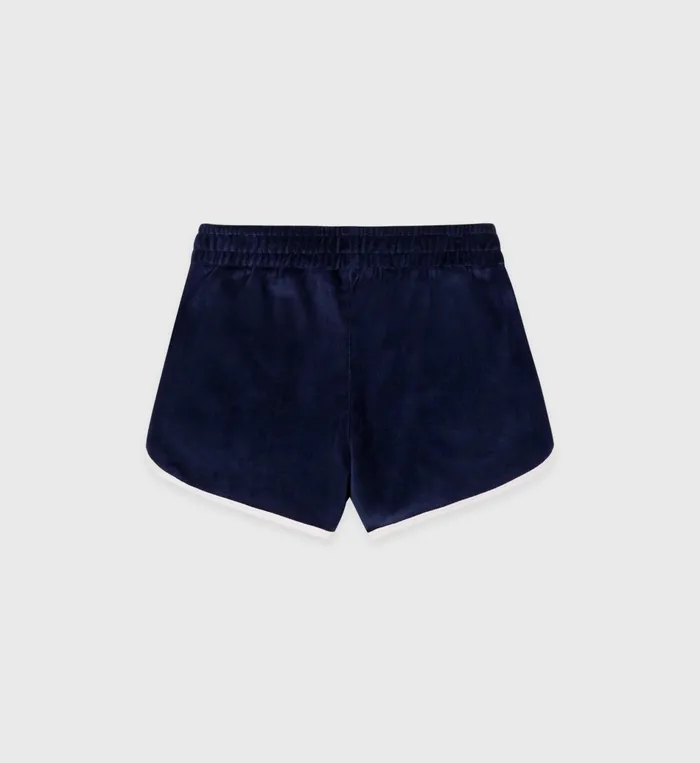 Sporty and Rich Shorts Women NY Crest Velour Short 8211 NavyCream